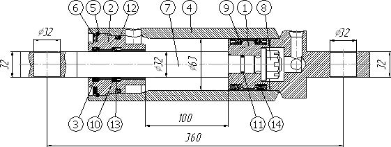 Гидроцилиндр I-63-32-100